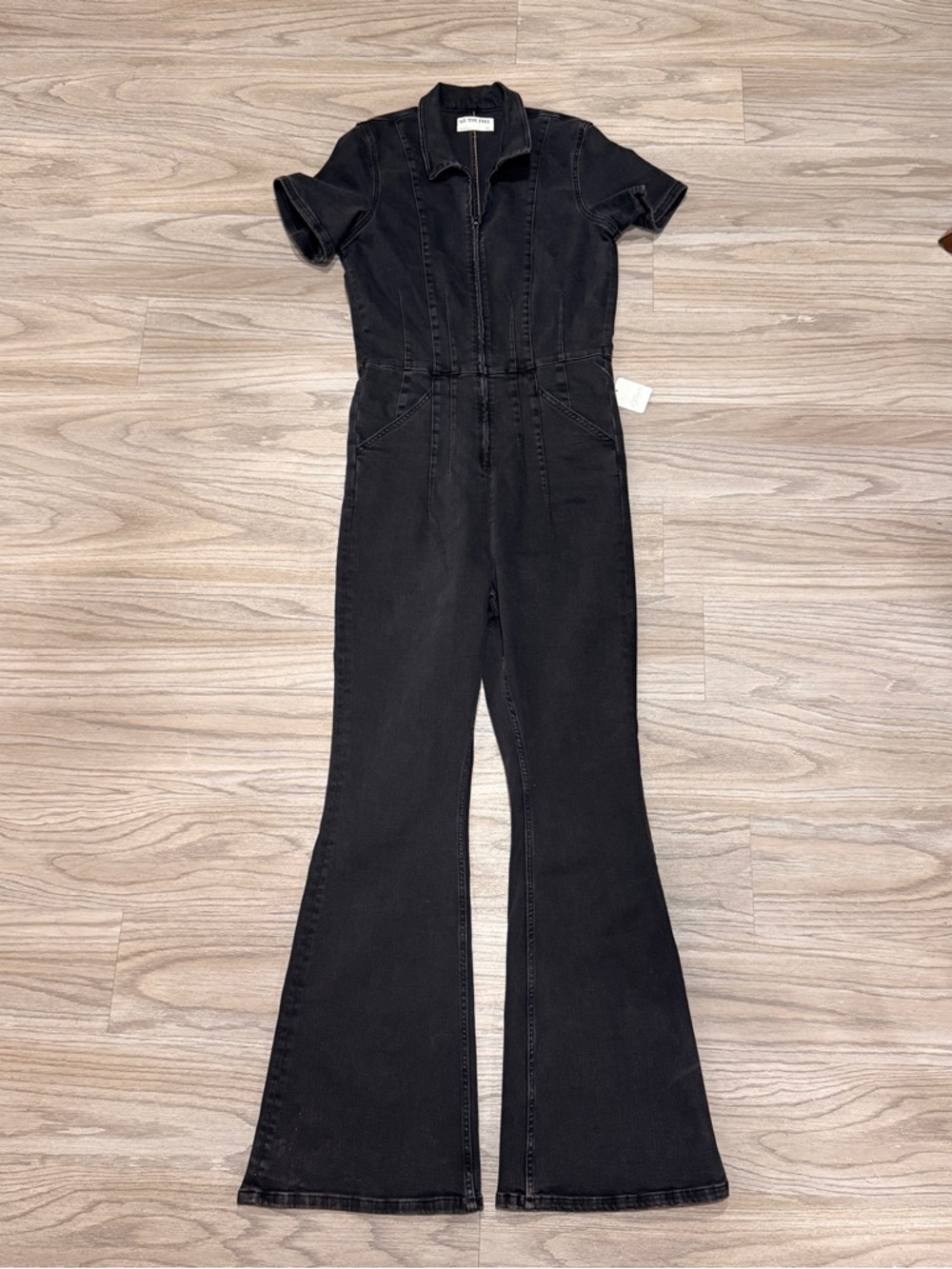 We The Free Black Short-Sleeve Zip-Front Jumpsuit - Picture 2 of 13